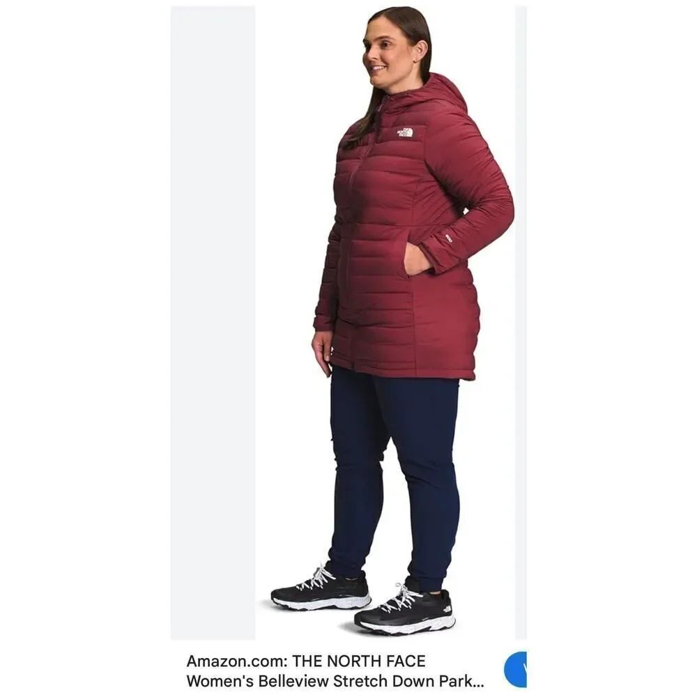 The north face plus size 3xl red bellview stretch down parka jacket coat winter